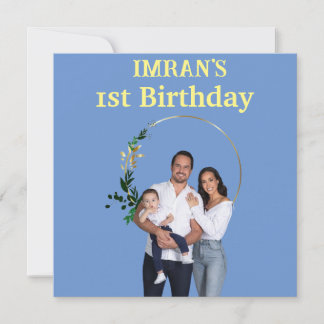 Custom Photo Frame 1st Birthday  Card