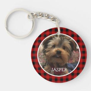 Custom Photo Frame Country Red Buffalo Check Plaid Key Ring