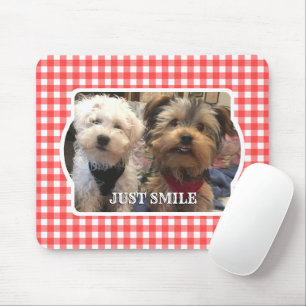 Custom Photo Frame Country Red Buffalo Check Plaid Mouse Mat
