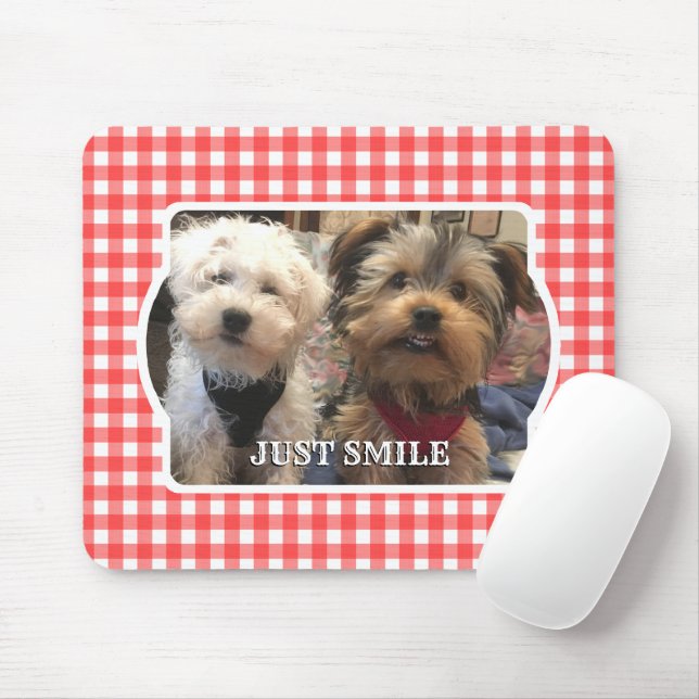 Custom Photo Frame Country Red Buffalo Check Plaid Mouse Mat (With Mouse)