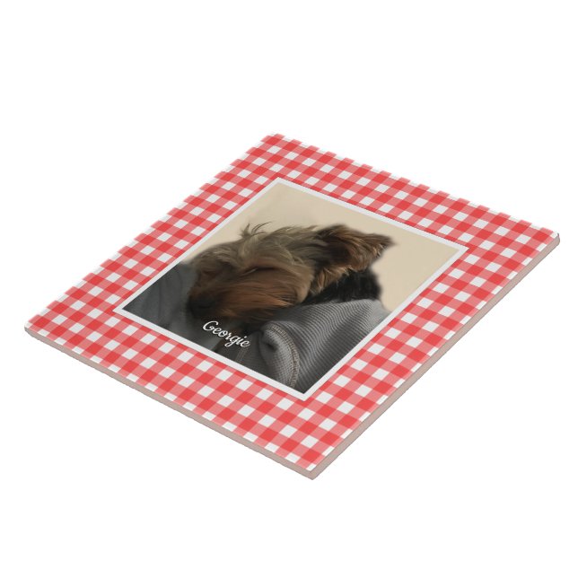 Custom Photo Frame Country Red Buffalo Check Plaid Tile (Side)