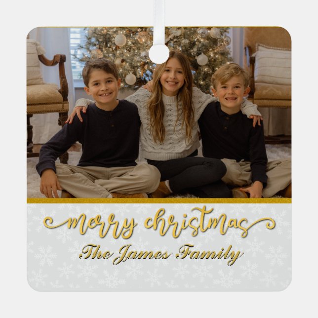 Custom Photo Frame Merry Christmas & New Year Metal Tree Decoration (Front)