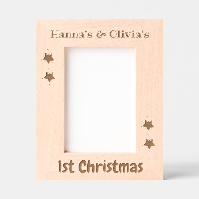 Custom Photo Frame, Twins 1st Christmas, 5 x 7" Etched Frames (Front)