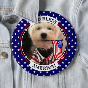 Custom Photo Frame USA American Flag Patriotic Fun 6 Cm Round Badge