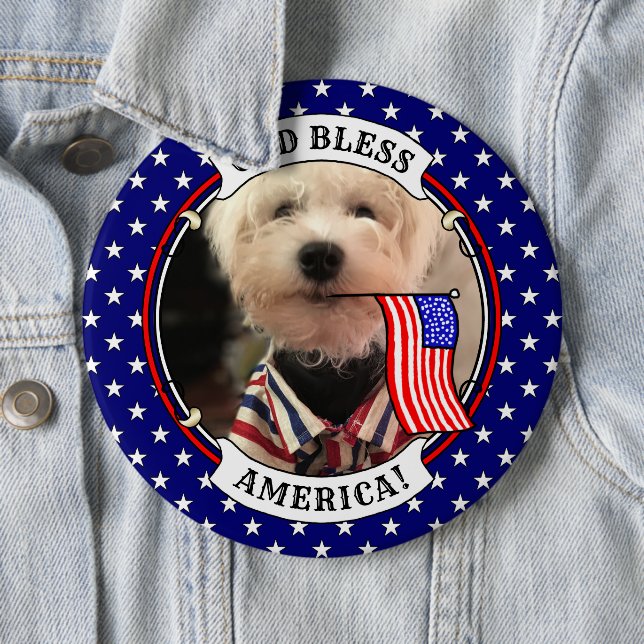 Custom Photo Frame USA American Flag Patriotic Fun 6 Cm Round Badge (In Situ)