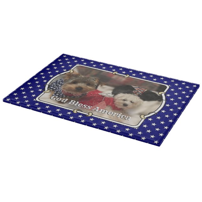 Custom Photo Frame USA American Flag Patriotic Fun Cutting Board (Corner)