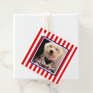 Custom Photo Frame USA American Flag Patriotic Fun Favour Tags