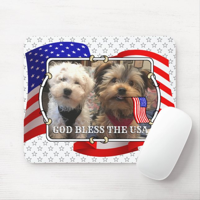 Custom Photo Frame USA American Flag Patriotic Fun Mouse Mat (With Mouse)