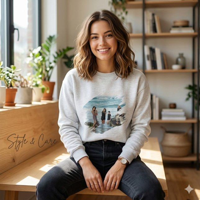 Custom Photo Front Print Cosy Basic Sweatshirt (Custom Photo Front Print Cozy Basic Sweatshirt)
