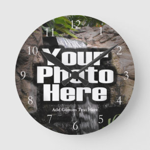 Custom Photo Full Color Clock with White Numbers