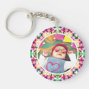 Custom Photo Fun Pink Happy Mother’s Day Keepsake Key Ring