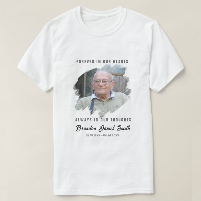 Custom Photo Funeral Shirt Name Dates Loved (Design Front)