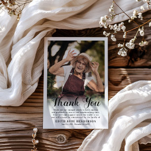 Custom Photo Funeral   Sympathy White Thank You Card