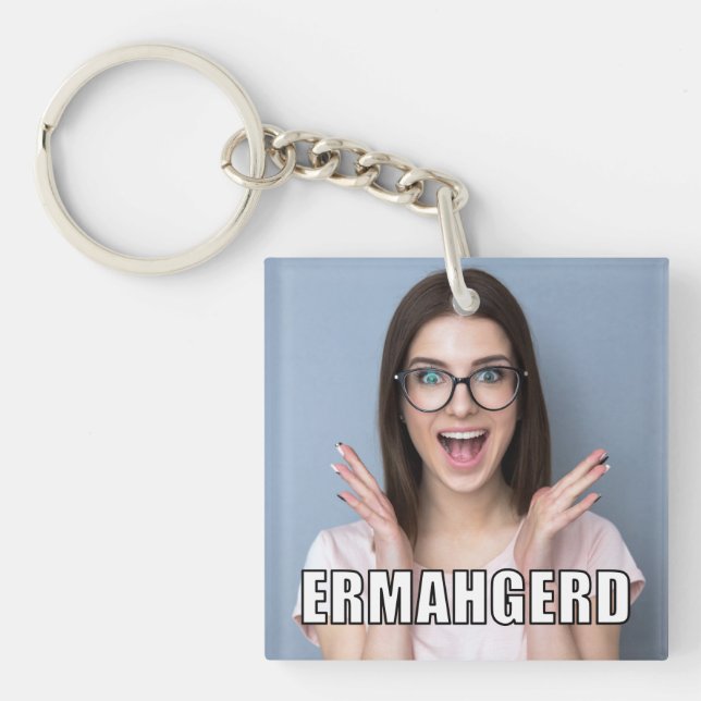 Custom Photo Funny Ermahgerd Meme Style Key Ring (Front)