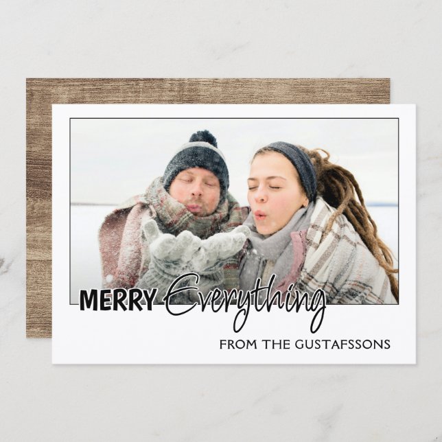 Custom Photo Funny Merry Everything Humour Text Holiday Card (Front/Back)