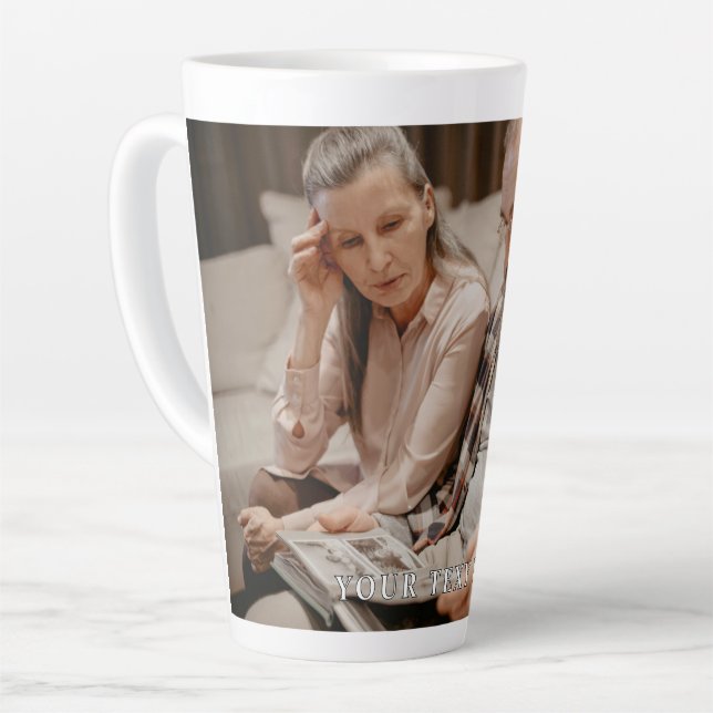 Custom Photo Gallery and Personalized Text Latte Mug (Left Angle)