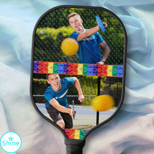 Custom Photo Gay LGBTQ Rainbow Flag Gay Pride Pickleball Paddle