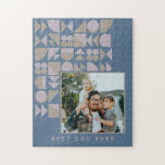 Custom Photo Geometric Art Blue Monogram Name Jigsaw Puzzle<br><div class="desc">Custom Photo Geometric Art Blue Monogram Name Jigsaw Puzzle</div>