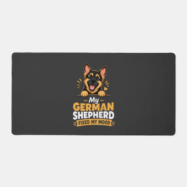Custom Photo German Shepherd Fixed My Mood  Desk Mat (Front)