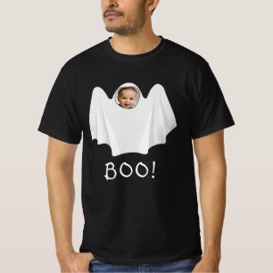 Custom Photo Ghost BOO Happy Halloween Spooky Fun T-Shirt