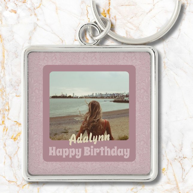 Custom Photo Gifts for 21 Year Old Female Pink Key Ring (Gifts for 21 Year Old Female)