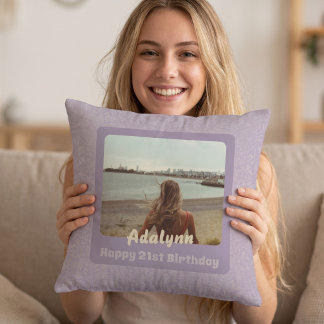 Custom Photo Gifts for 21 Year Old Female Violet Cushion