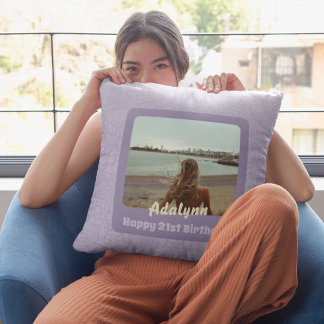 Custom Photo Gifts for 21 Year Old Female Violet Cushion