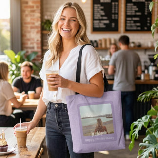 Custom Photo Gifts for 21 Year Old Female Violet Tote Bag