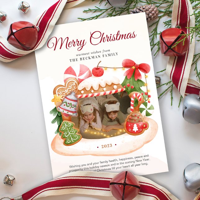 Custom Photo Gingerbread House Christmas Holiday Card (Custom Photo Gingerbread House Christmas Holiday Card)
