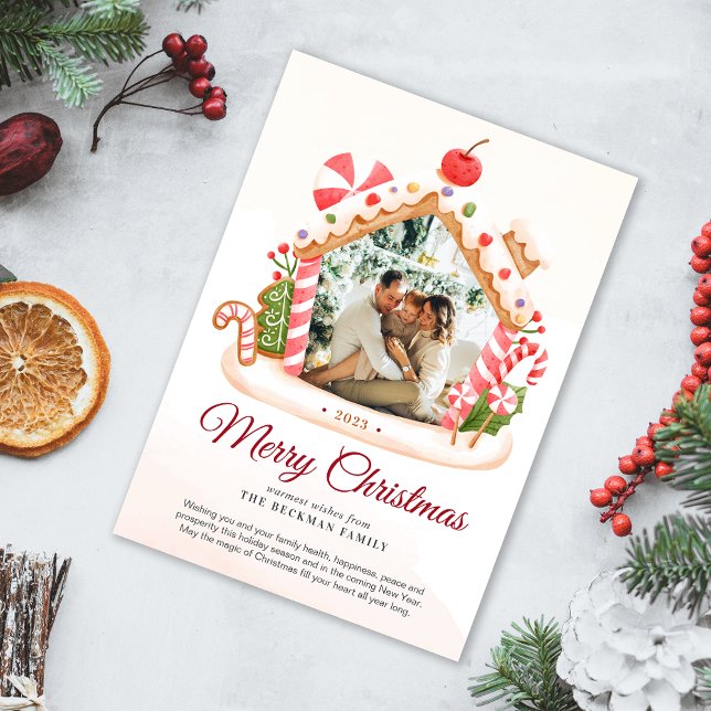 Custom Photo Gingerbread House Christmas Holiday Card (Custom Photo Gingerbread House Christmas Holiday Card)