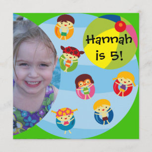 Custom Photo Girl Pool Party Swimming Birthday Invitation