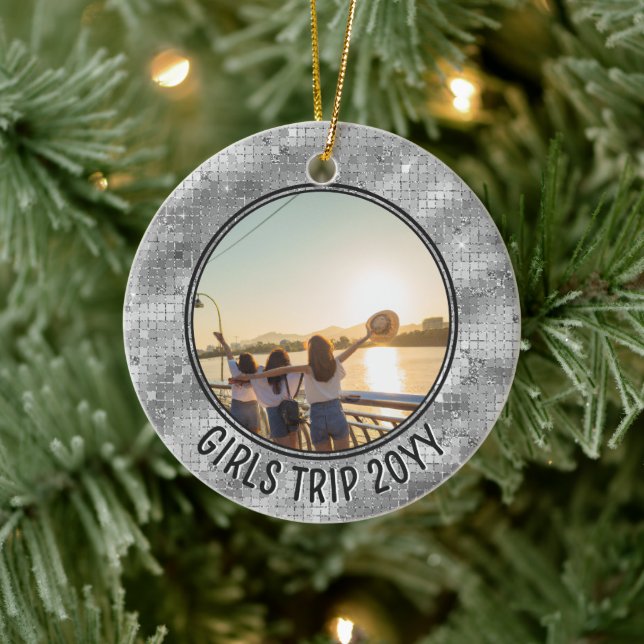 Custom Photo Girls Trip Friends & Family Vacation Ceramic Tree Decoration (Tree)