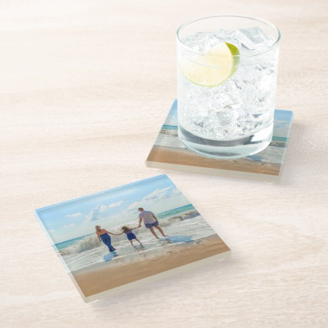 Custom Photo Glass Coaster Your Favorite Photos (Angled)