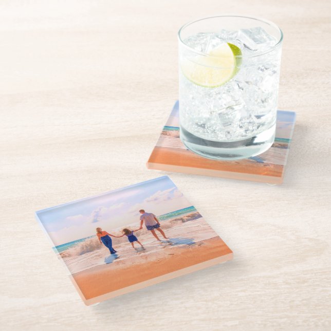 Custom Photo Glass Coaster Your Favourite Photos (Angled)