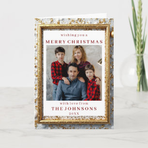 Custom Photo Glimmering Gold Foil Frame Greeting Card