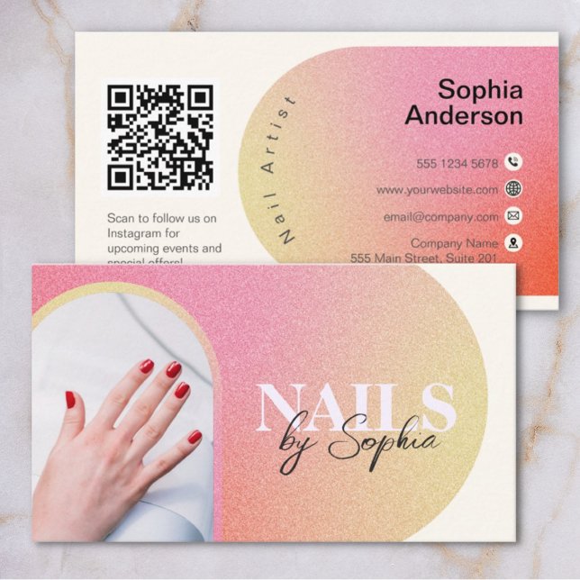 custom Photo Glitter Sparkling Nail Beauty Salon Business Card (Creator Uploaded)