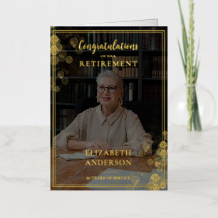 Custom Photo Gold Confetti Retirement Employee Foil Greeting Card