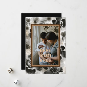 Custom Photo Gold Floral Mother's Day Holiday Card