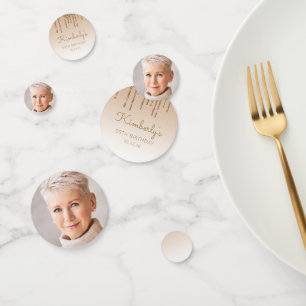 Custom Photo Gold Glitter Drip 50th Birthday Confetti