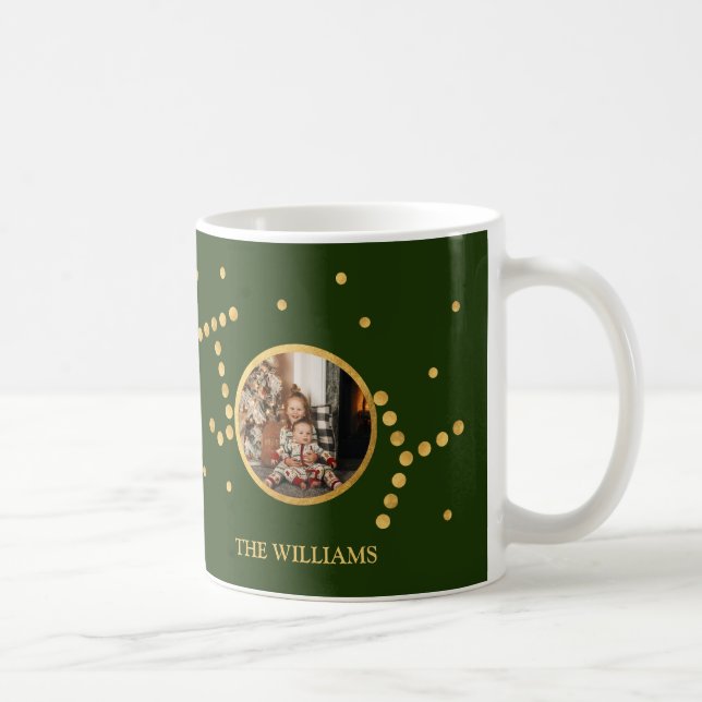 Custom Photo Gold green Christmas Holiday  Coffee Mug (Right)