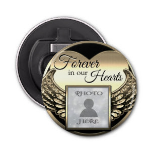 Custom Photo Gold Memorial Heart Bottle Opener