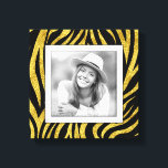 Custom Photo Gold Zebra Canvas Print<br><div class="desc">Made to look dimensional,  a black and gold zebra print pattern creates a beautiful frame for your favourite photo on this wrapped canvas. **TIP: If using square plaque,  you might need to crop your photo to a square BEFORE uploading it for best results.</div>