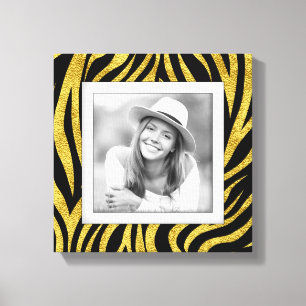 Custom Photo Gold Zebra Canvas Print