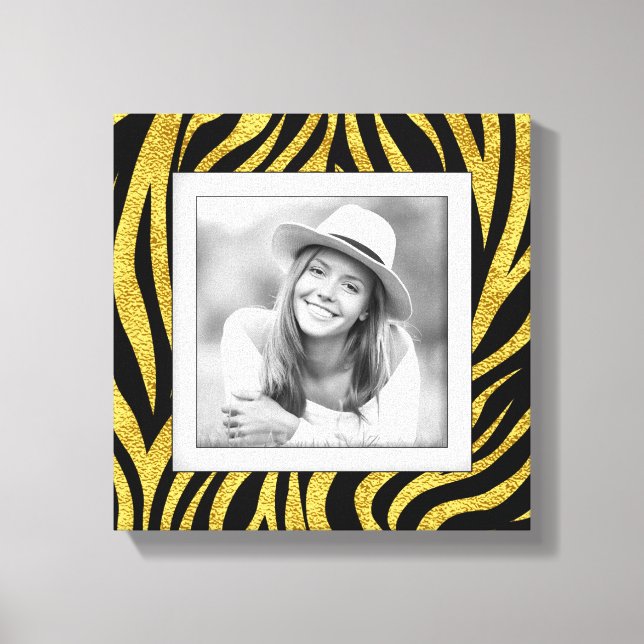 Custom Photo Gold Zebra Canvas Print (Front)