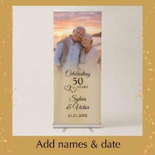 Custom Photo Golden 50th Anniversary Welcome Sign