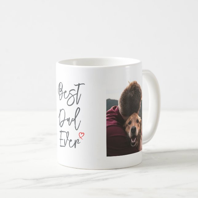 Custom Photo Golden Retriever Drawing Father's Day Coffee Mug (Front Right)