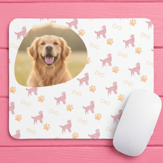 Custom Photo Golden Retriever - Pastel Pink Mouse Mat (Creator Uploaded)