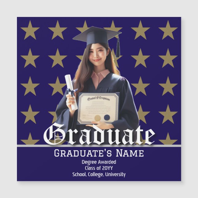 Custom Photo, Golden Stars Graduation Announcement (Front)
