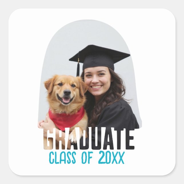 Custom Photo Graduate Arch Graduation Favour Square Sticker (Front)