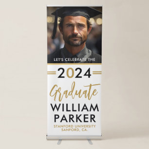 Custom Photo Graduate Gold Black Typography Retrac Retractable Banner